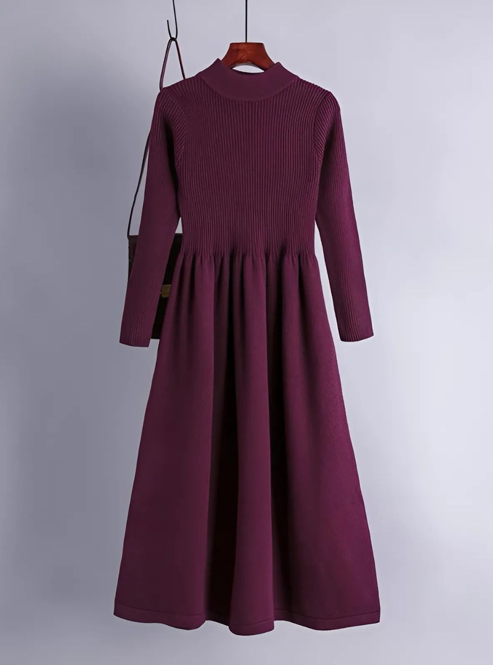 Ribbed Knit Flared Midi Dress