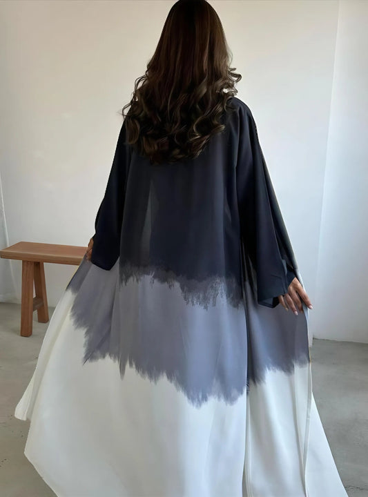 Chic Kimono Layered Dyed Abaya