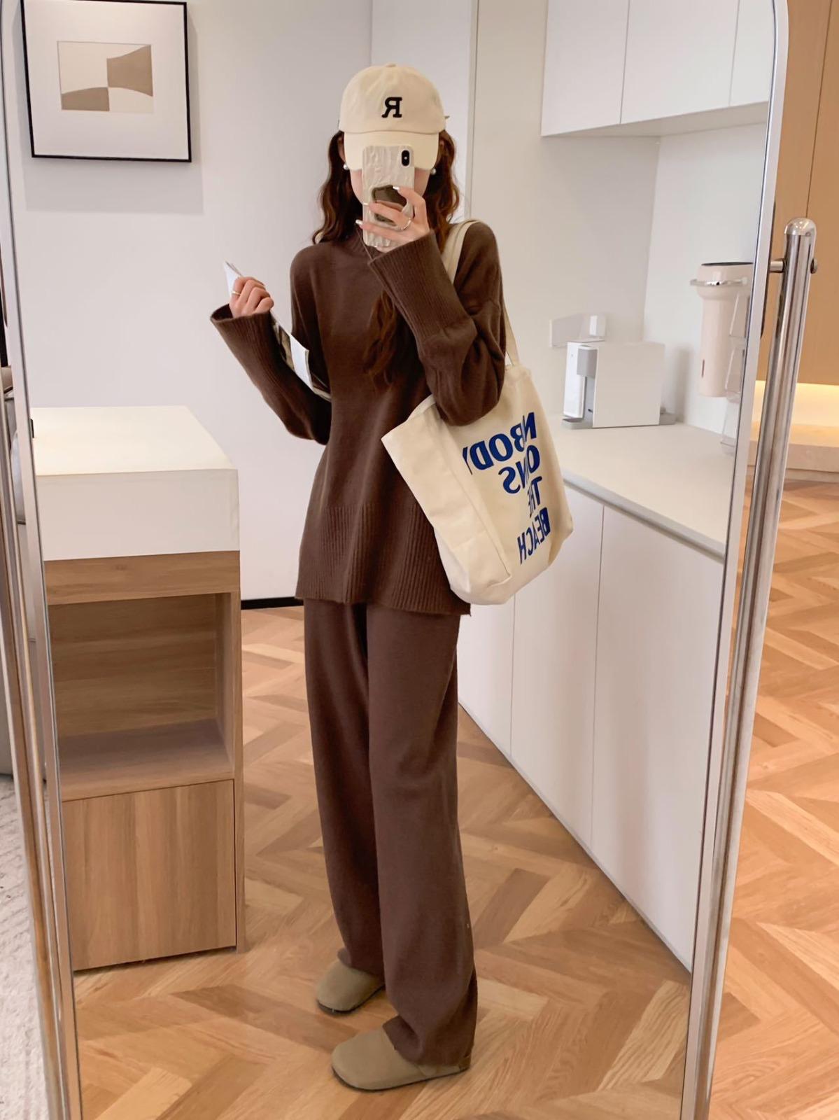 Elegant Woolen Wide Pants Co-ord Set