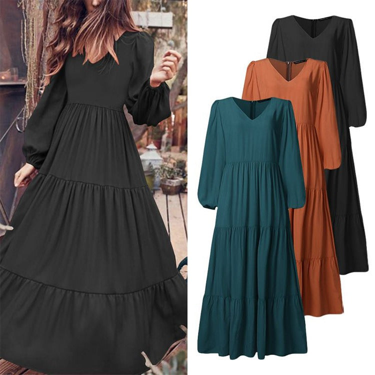 Long Tiered Full Sleeves Maxi Dress