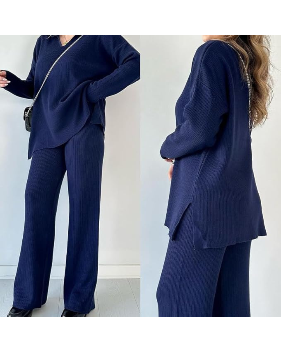Winter Women's Knit V-neck Co Ord Set