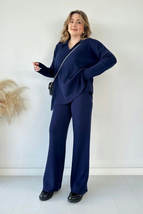 Winter Women's Knit V-neck Co Ord Set